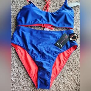 No Boundaries Blue and Red Bikini Set, Juniors Size..